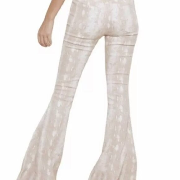 Bell-Bottom Flared Pants By Saints & Hearts In pink snake Pattern - Picture 3 of 10